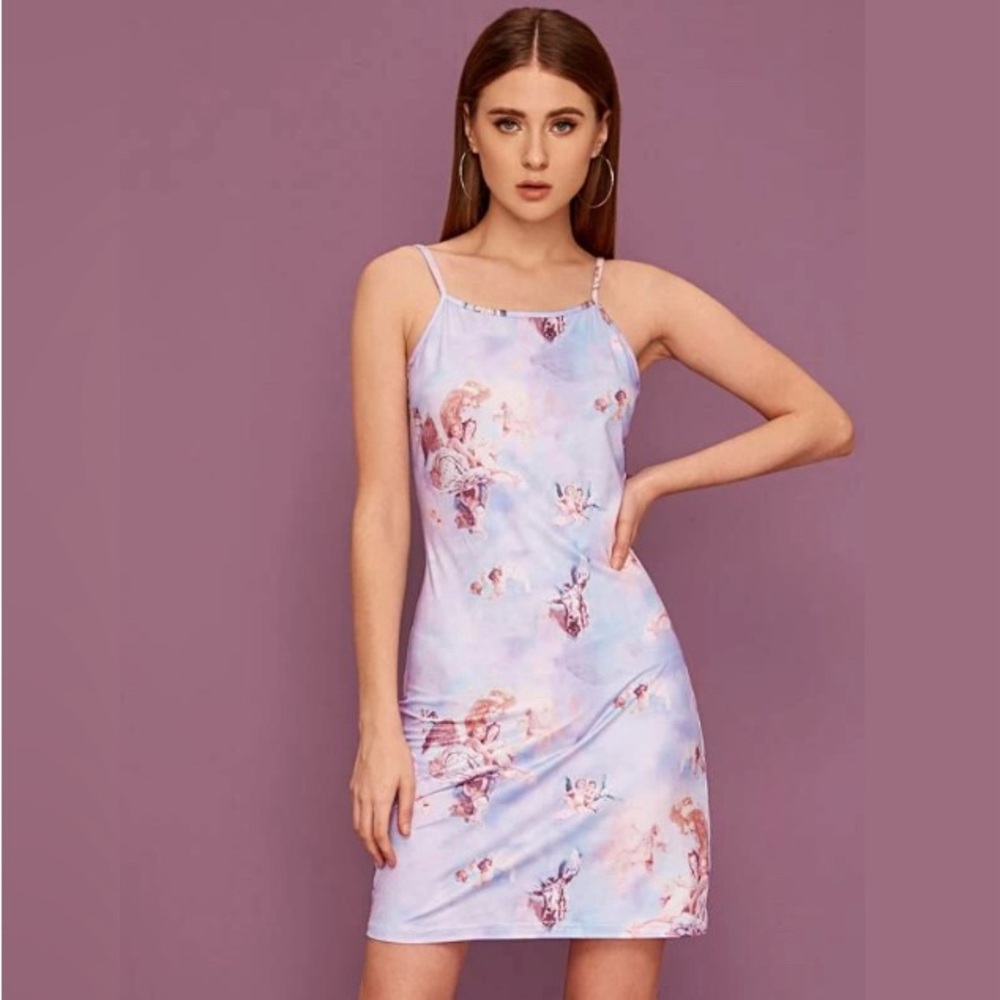 ROMWE 💘 Angel Print Bodycon Cami Dress